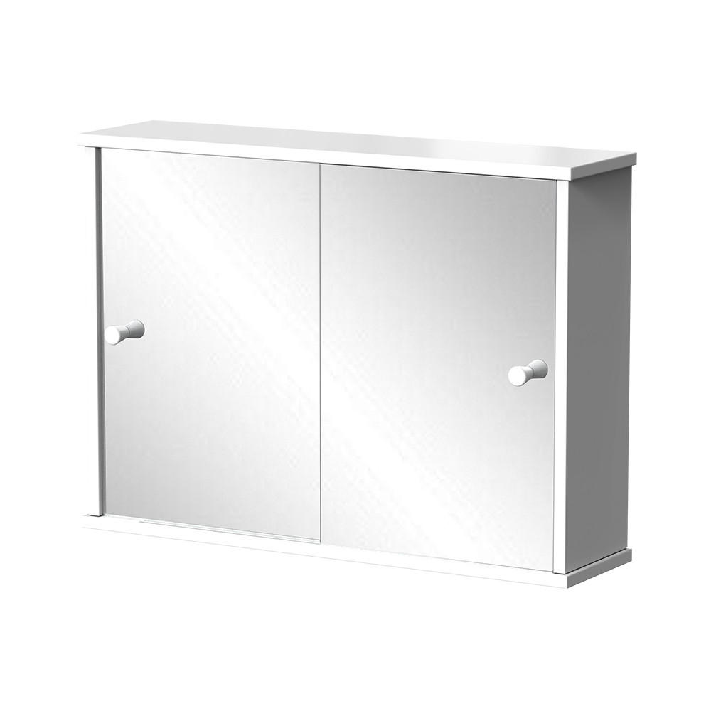 BADSPIEGELSCHRANK Mireo Weiß 55 x 40 cm mit 2 Schiebetüren - Weiß, Holzwerkstoff (55/40/14cm) - Vicco