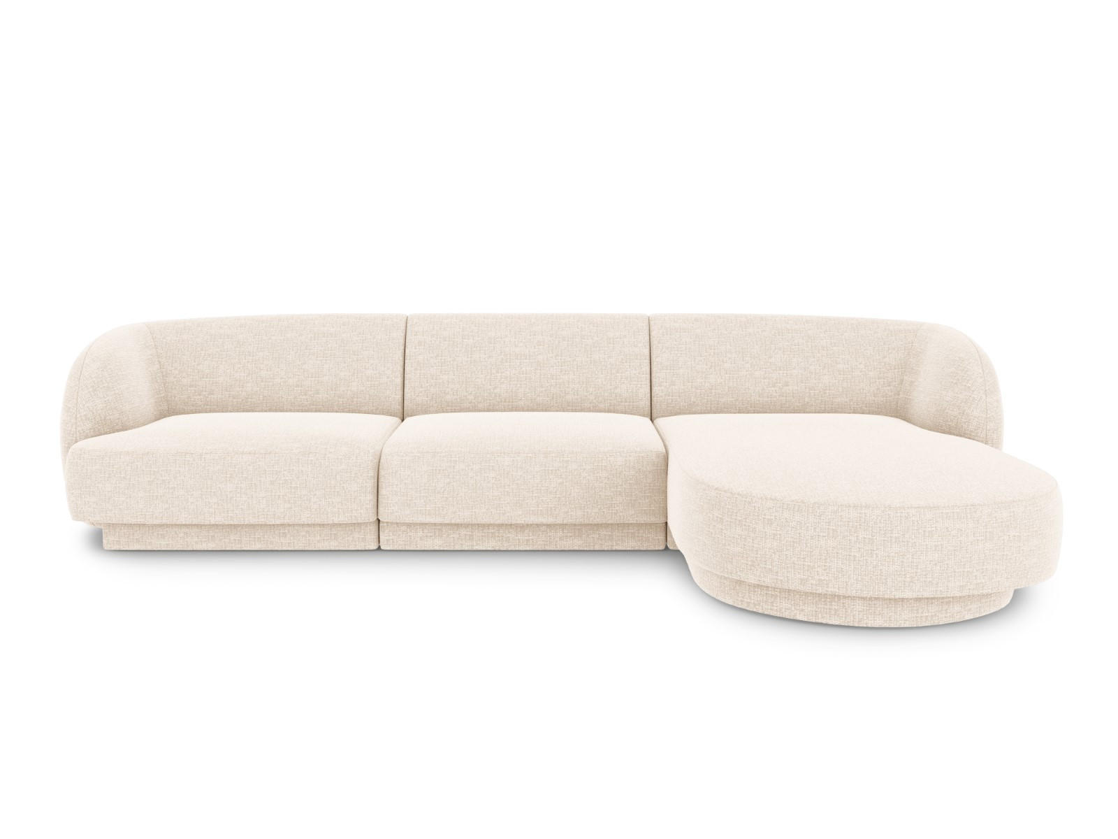 ECKSOFA rechts Miley aus Chenille-Stoff leichtes beige 4 Sitzplätze - Creme, Textil (156/255cm) - Micadoni