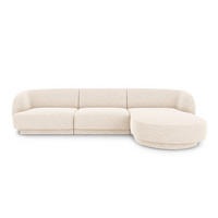 ECKSOFA rechts Miley aus Chenille-Stoff leichtes beige 4 Sitzplätze - Creme, Textil (156/255cm) - Micadoni