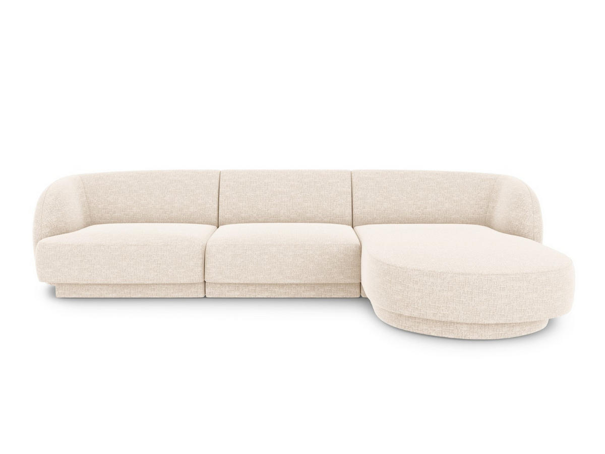 ECKSOFA rechts Miley aus Chenille-Stoff leichtes beige 4 Sitzplätze - Creme, Textil (156/255cm) - Micadoni