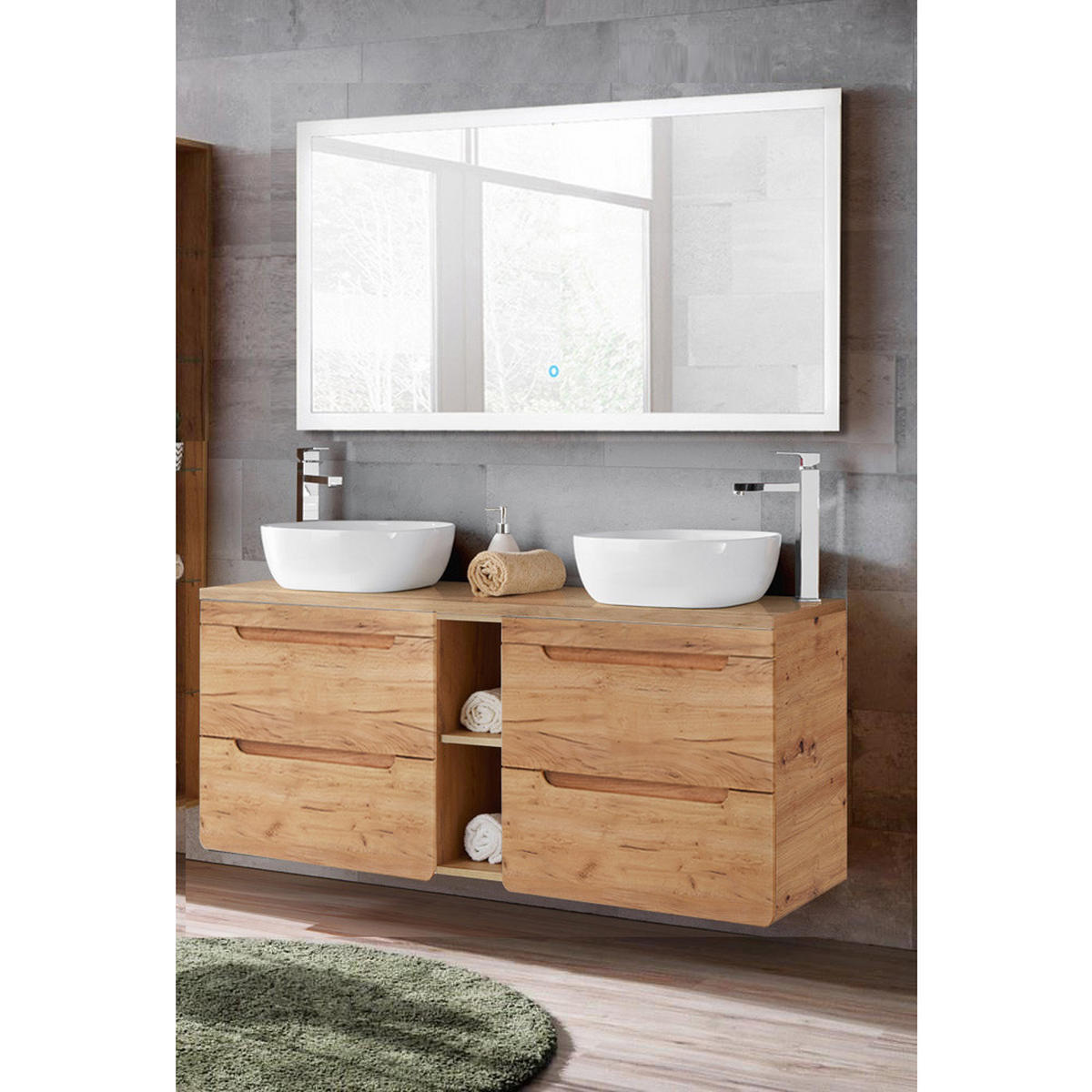 BADMÖBEL-SET 2-TLG. Luton-56 - Braun, Holzwerkstoff (141/200/46cm) - Lomado