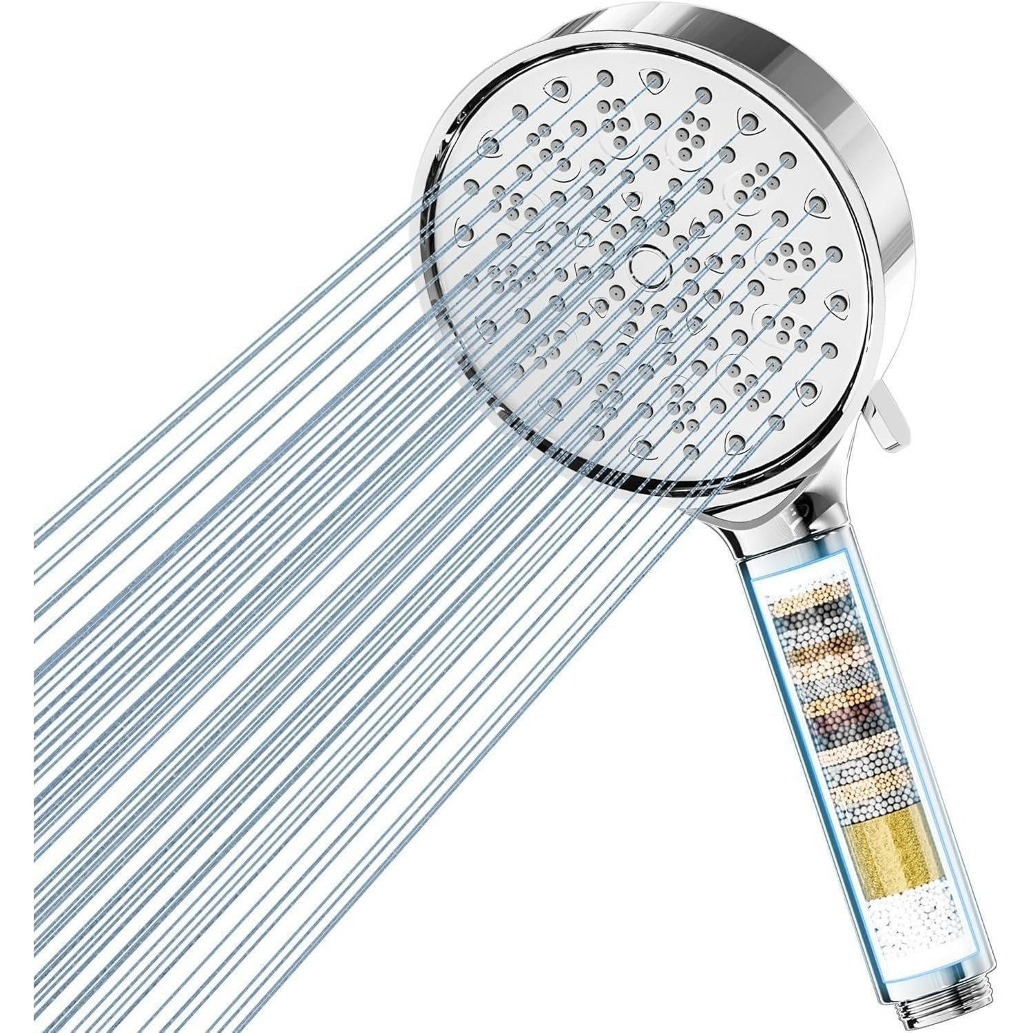 HANDBRAUSE mit Filter 6 Strahlarten Chrom - Silberfarben, Metall (5/12.7/27cm)