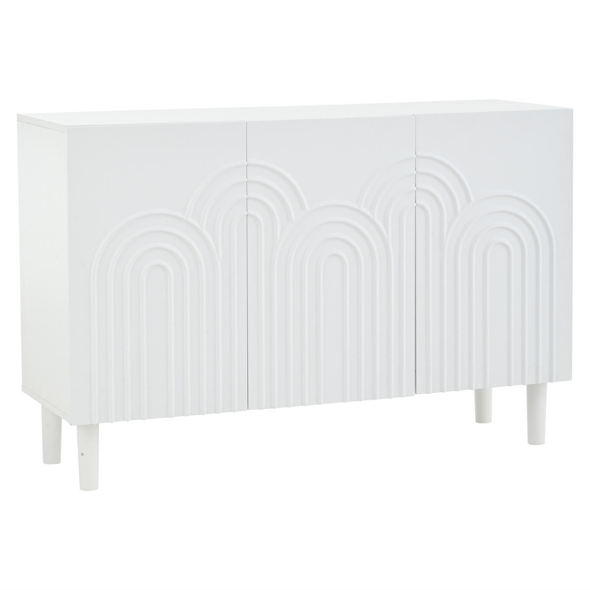 SIDEBOARD 120 cm in Weiß Kommode mit 3 Designtüren & verstellbaren Fächern - Weiß, Holzwerkstoff (120/79/38.5cm) - Urban Meuble