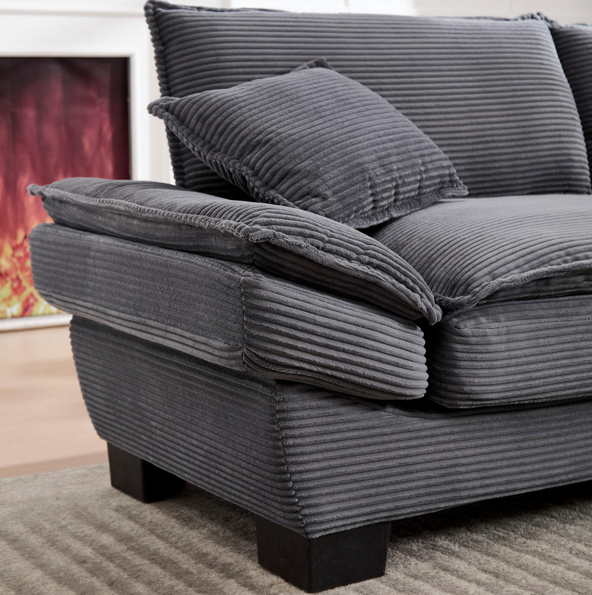 SOFA 2-Sitzer mit tiefem Sitz 224 x 81 x 81 cm Velvet Dark Gray - Dunkelgrau, Kunststoff (224/81/81cm) - Meubliv