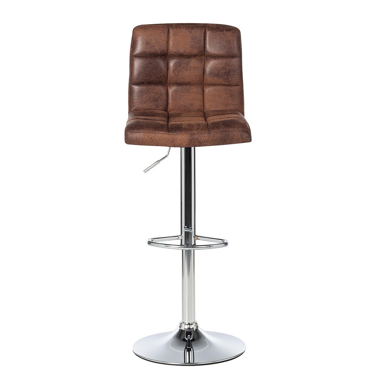BARHOCKER - Metall / Kunstleder - Chromfarben/Braun, Kunststoff/Metall (46/97/50cm) - home24