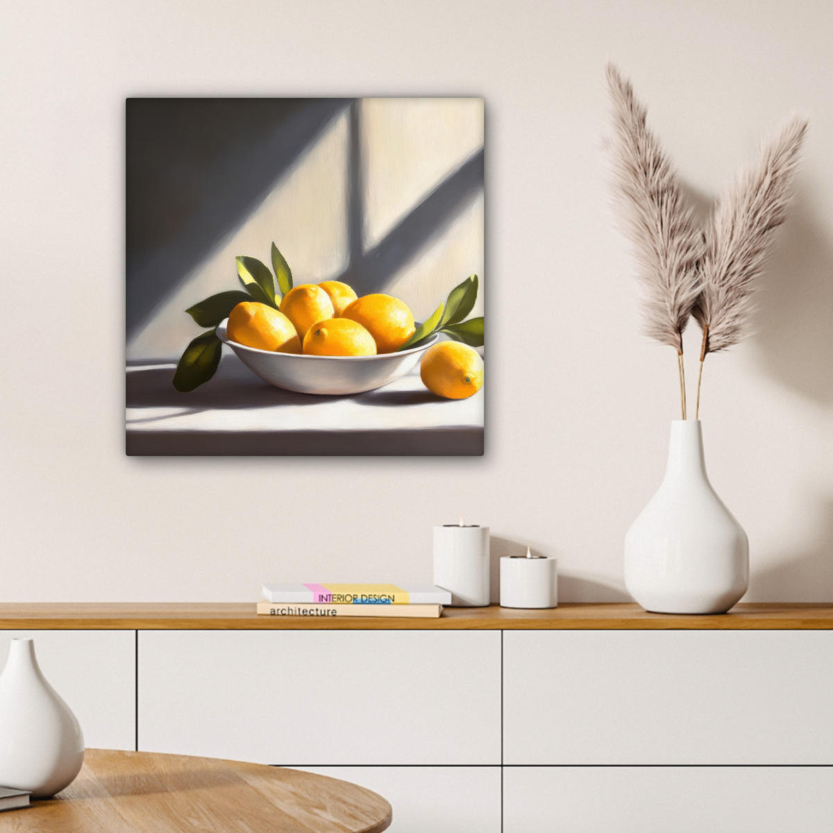 LEINWANDBILD Zitronen - Stilleben - Gelb Wandbild Wohnzimmer 50x50 cm - Gelb, Textil (50/50cm) - MuchoWow