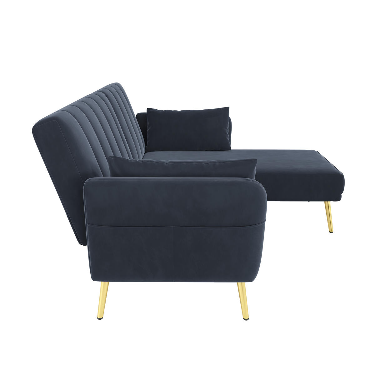 ECKSOFA, Samt mit Schlaffunktion & verstellbarer Rückenlehne, 191,5/130,5/80 cm, Schwarz - Schwarz, Textil (130.5/191.5cm) - Redom