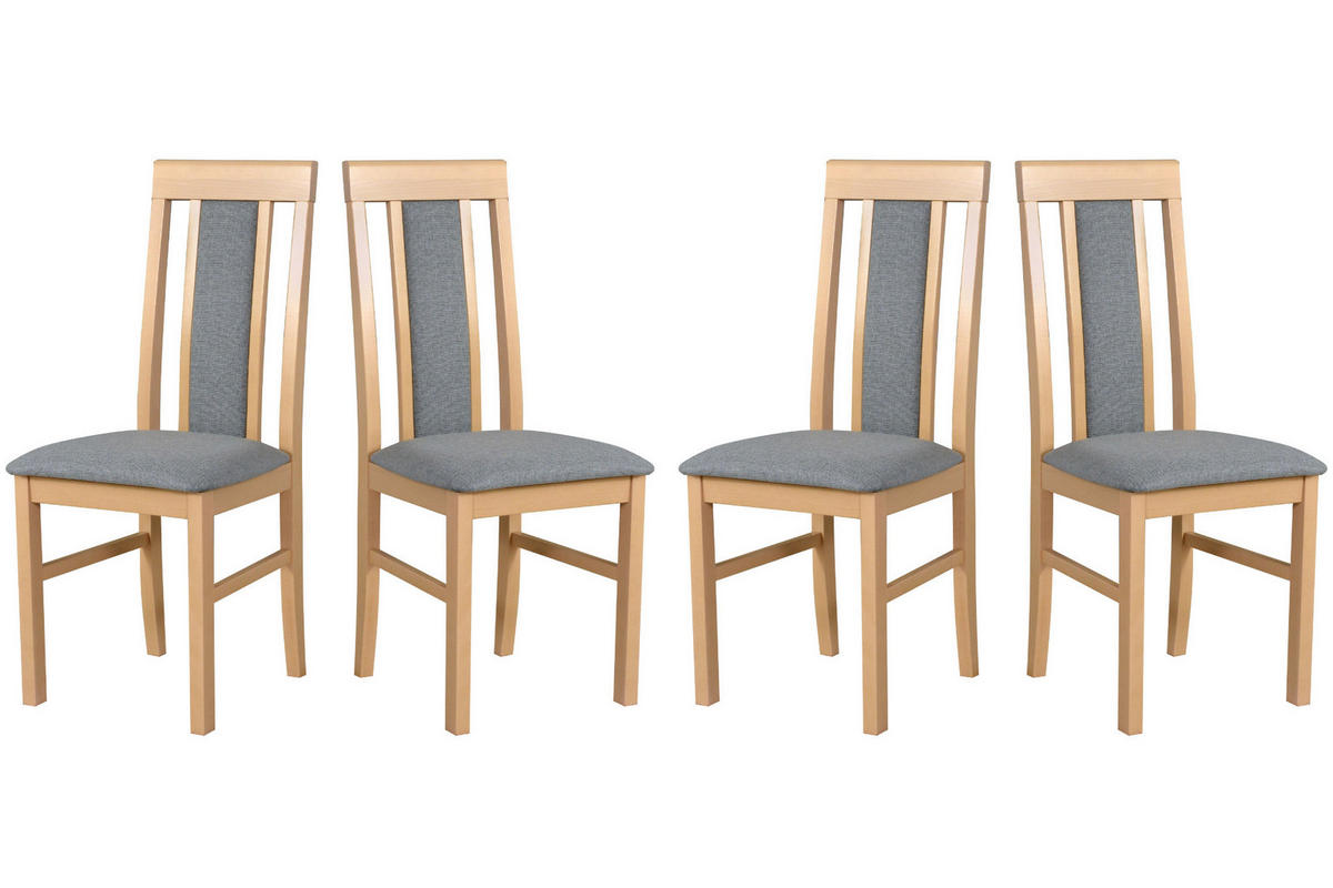 ESSZIMMERSTUHL - Set 4x Nilo 2 , sonoma, Hygge 91 - Hellgrau/Sonoma Eiche, Holz (43/94/40cm) - Leaf Design