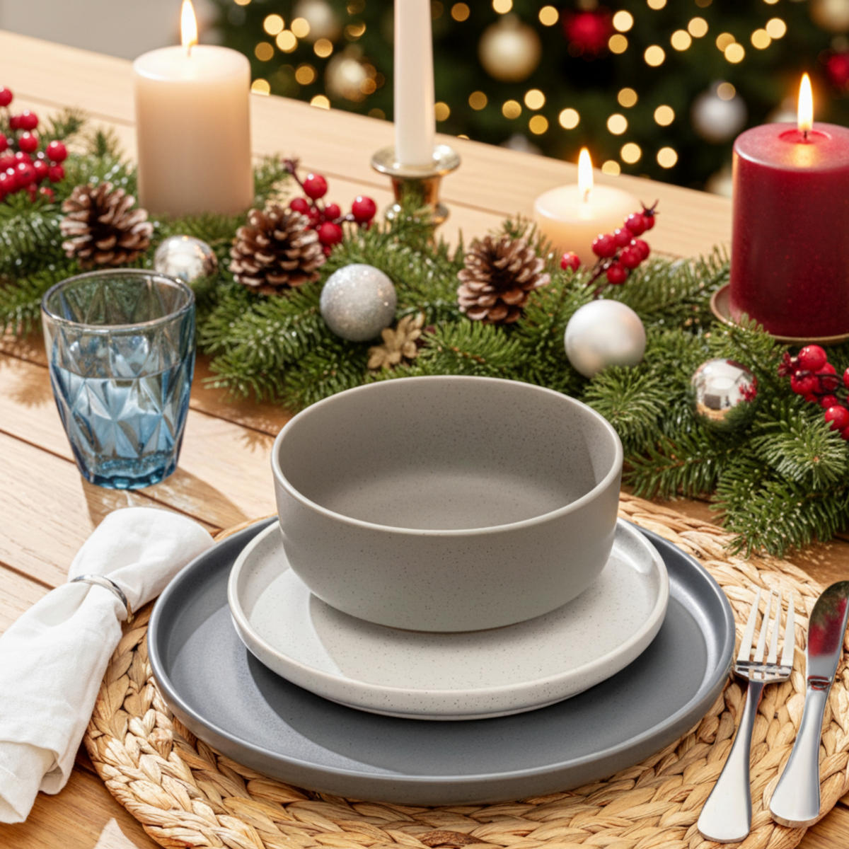 TAFELSERVICE LEEDS - 12 teilig aus Steingut - Multicolor, Stein (26.5/6.4/26.5cm) - Sänger