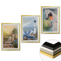 WANDBILDER 3er Set - 40x60 cm Goldrahmen - Landschaft Leuchtturm Pferd Mädchen - Goldfarben, Kunststoff (40/60cm) - ArtPrintCave