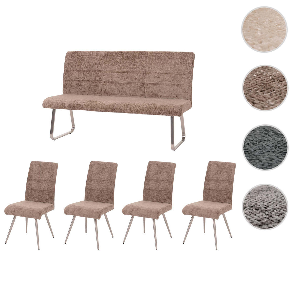 ESSZIMMER-SET Braun 5er-Set - Braun, Textil (160/100/65cm) - MCW