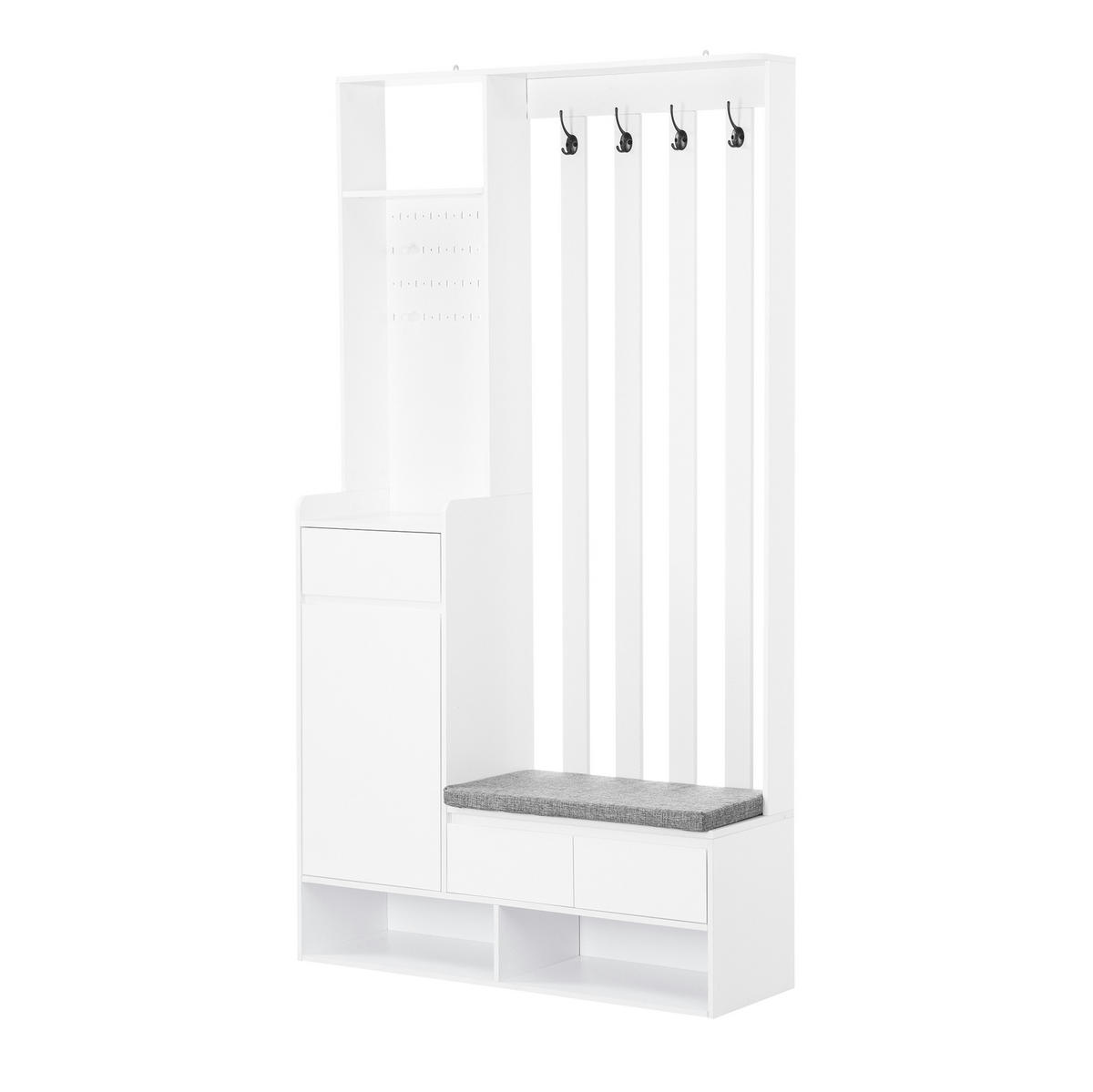 FLURGARDEROBE mit Sitzbank 100 x 35 x 180 cm MDF Weiß - Weiß, Holzwerkstoff (35/180/100cm) - Beauniv