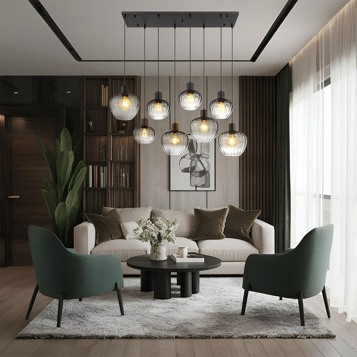 HÄNGELEUCHTE Metall Glas Rauchgrau - Grau, Glas (110/42/120cm) - Nowa