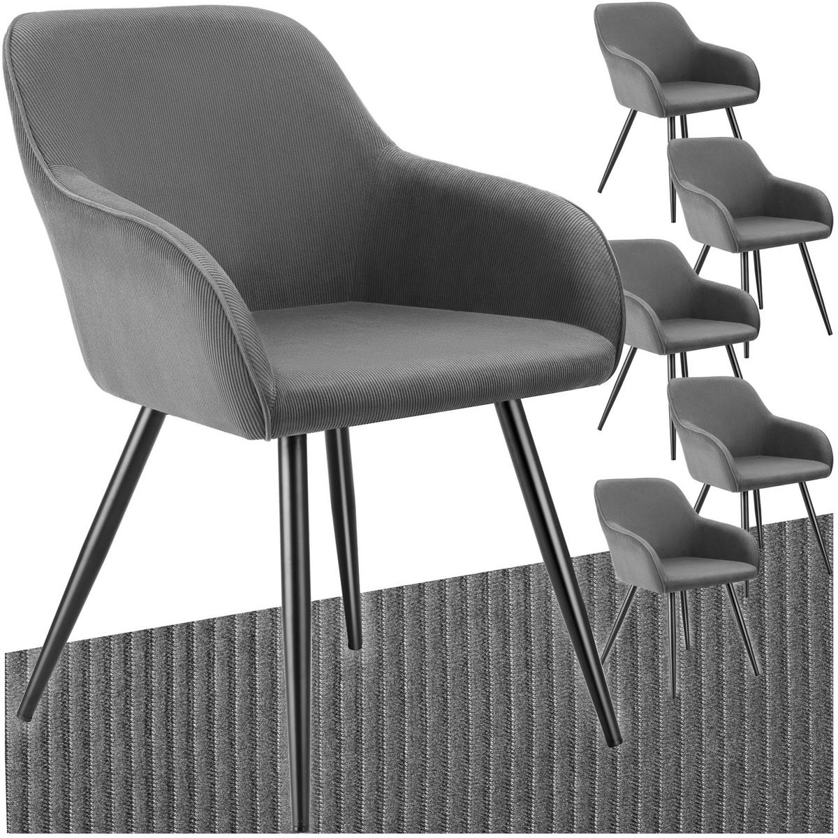 ESSZIMMERSTUHL 6er Set Marilyn 58 x 62 x 82 cm grau/schwarz - Schwarz/Grau, Kunststoff (62/82/58cm) - tectake