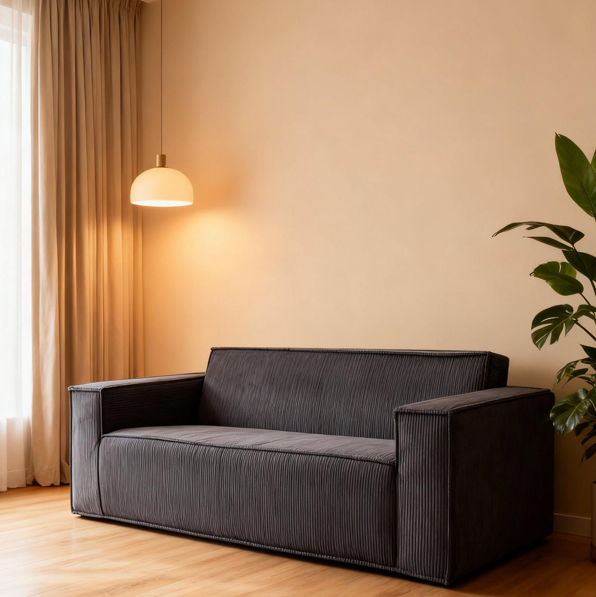 2-SITZER SOFA Cord Grau - Grau, Textil (178/70/86cm) - WISHDOR