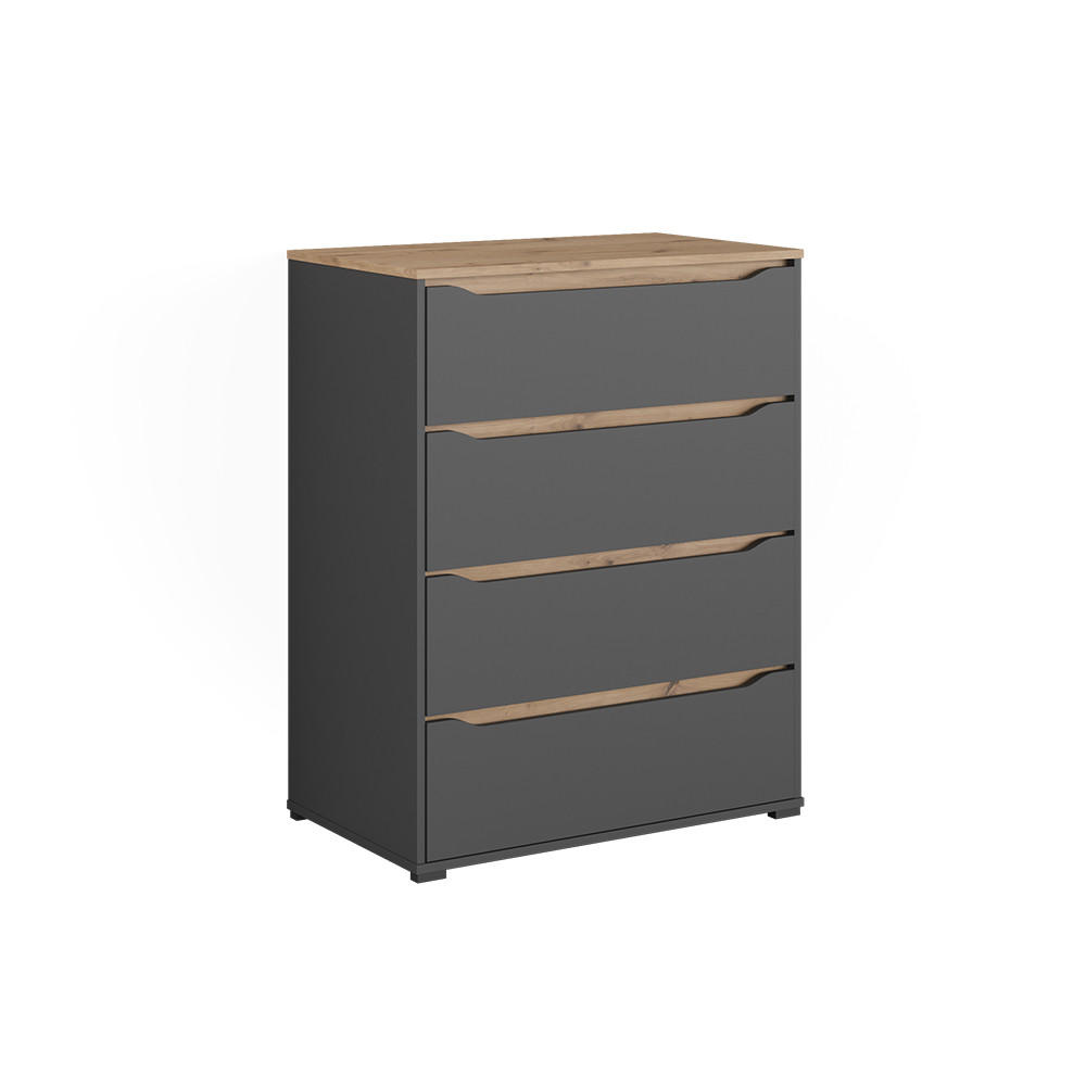 KOMMODE Ruben, Anthrazit/Artisan-Eiche, 80 x 100.7 cm - Anthrazit/Eiche Artisan, Holzwerkstoff (80/480/48cm) - Vicco