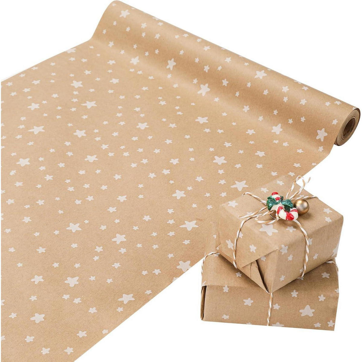 GESCHENKPAPIER Weihnachten 44 cm x 15 m Stern - Braun, Papier (44/440/1500cm)