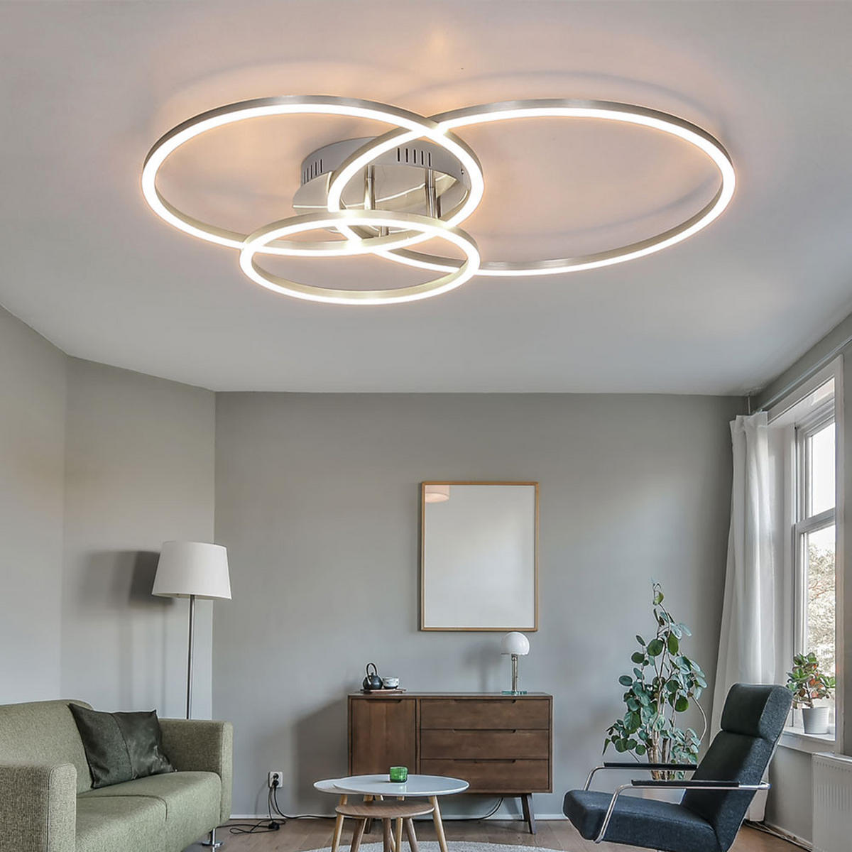 LED DECKENLEUCHTE MUNNI Silber Metall - Silberfarben, Metall (68/55/10cm) - Globo Lighting