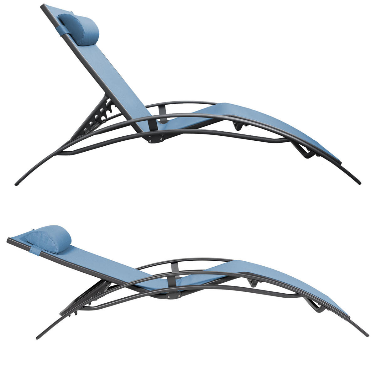 LIEGEN GALAPAGOS Blaugrau und Anthrazitgrau 2er-Set - Blau, Metall (64/87/178cm) - Happy Garden