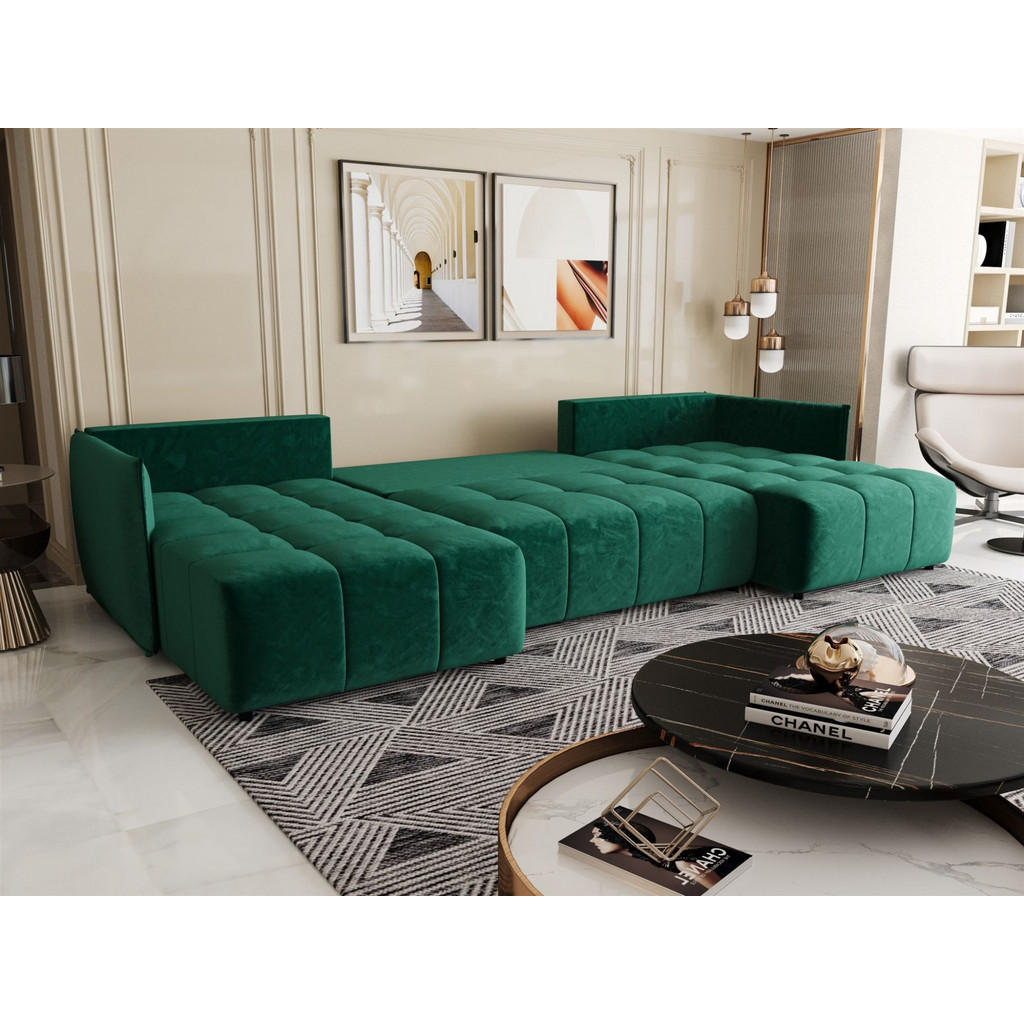 Thumbnail - Fun Möbel Wohnlandschaft, Grün, Textil, U-Form, 342x88x185 cm, Wohnzimmer, Sofas & Couches, Wohnlandschaften, Wohnlandsc...
