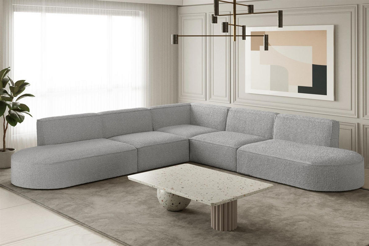 ECKSOFA Universal Palma Ascot Bukla - Creme, Holzwerkstoff/Textil (276/276cm) - Fun Möbel