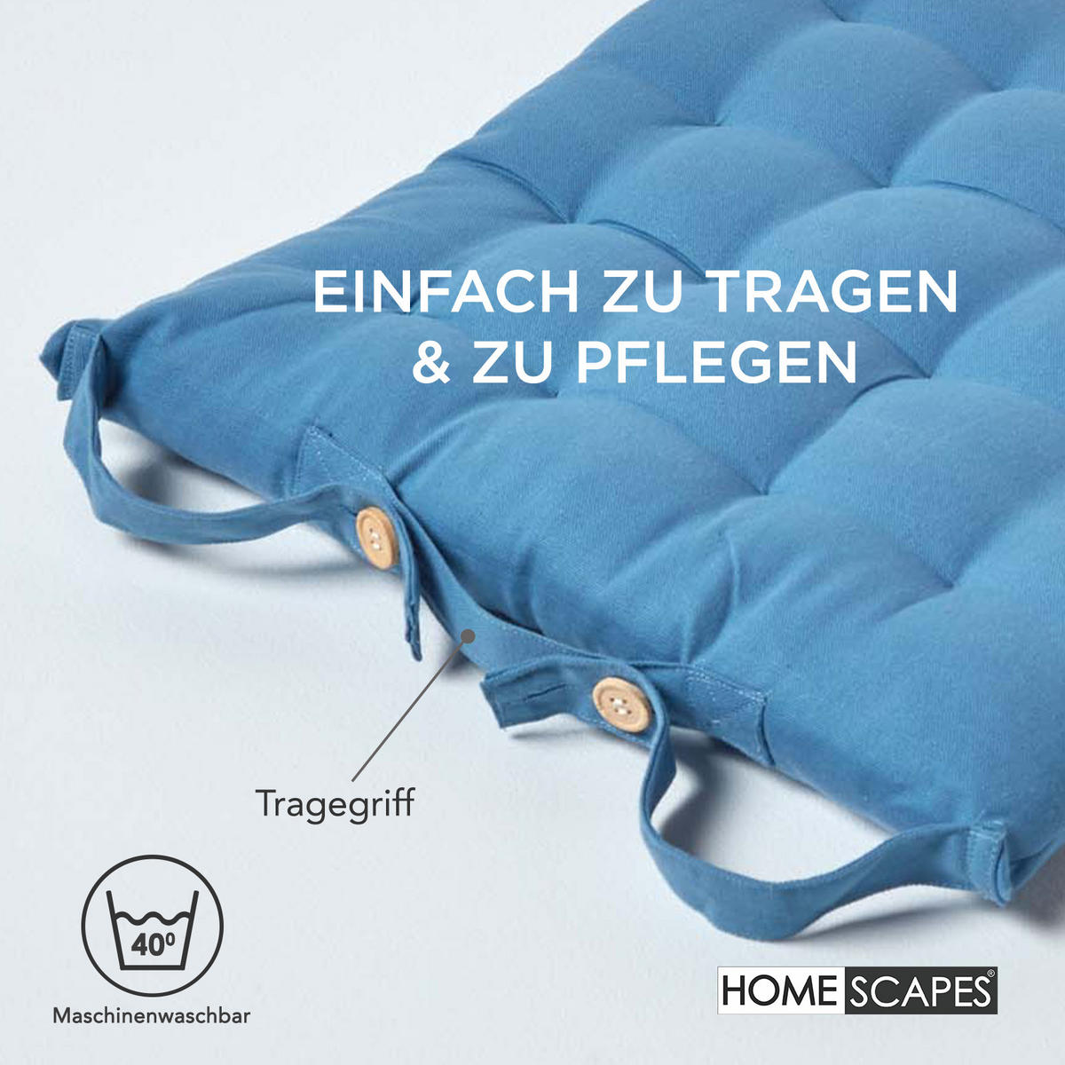 STUHLKISSEN blau 40/40/6,5 cm - Blau, Textil (40/40/6.5cm) - Homescapes