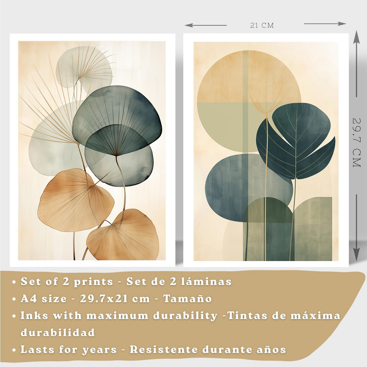PLAKAT Sada 2 Abstrakt A4 Bílý rám - bílá, papír (29.7/1/21cm) - Nacnic
