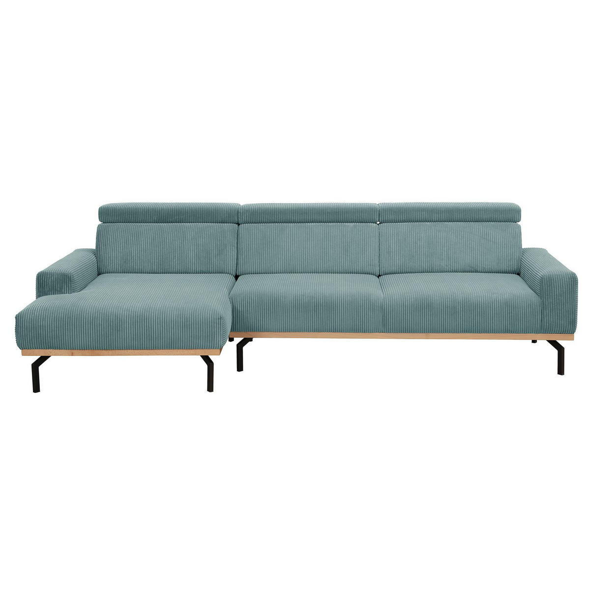 ECKSOFA mit Longchair links Katrien Cordstoff eisblau - Pastellblau, Kunststoff (135/280cm) - 58aufmkessel