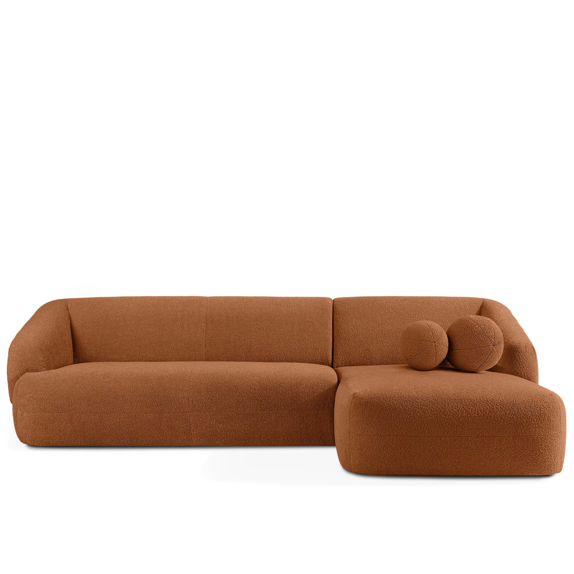 ECKSOFA RECHTS VIRA, Rost, Bouclé - Rotbraun/Schwarz, Holz/Holzwerkstoff (300/160cm) - KONSIMO®