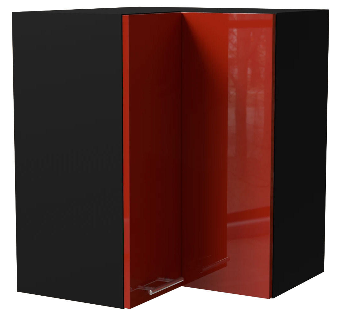 ECKHÄNGESCHRANK Brerra W12/60 Schwarz / RAL 3002 karminrot Hochglanz 60 / 60 / 72cm - Rot/Schwarz, Holz/Holzwerkstoff (60/72/60cm) - Feldmann-Wohnen