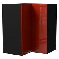 ECKHÄNGESCHRANK Brerra W12/60 Schwarz / RAL 3002 karminrot Hochglanz 60 / 60 / 72cm - Rot/Schwarz, Holz/Holzwerkstoff (60/72/60cm) - Feldmann-Wohnen