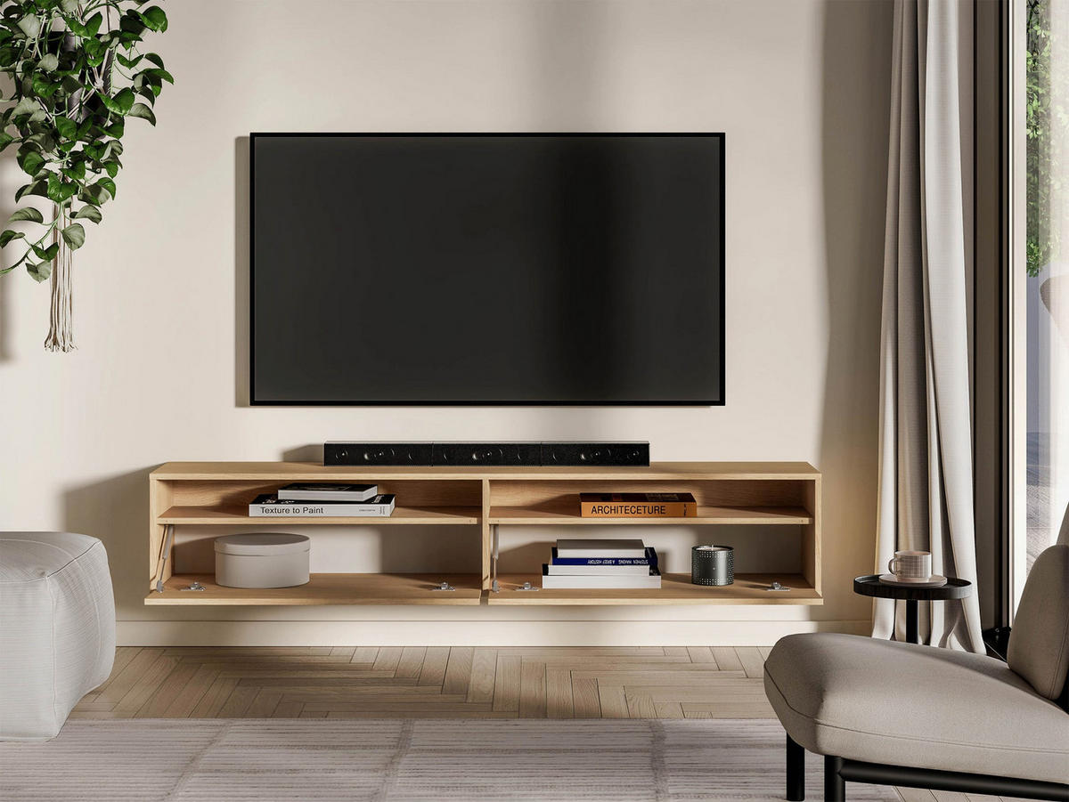 TV-STOLEK Heggers s výklenky Dub mavelie 180 cm - béžová, kompozitní dřevo (180/33/33cm) - Selsey