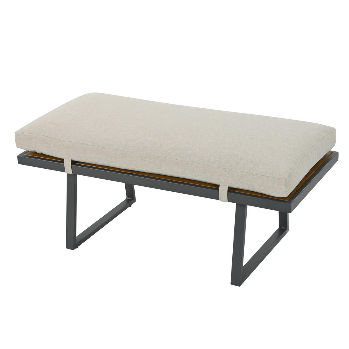 5-TLG. Gartenmöbel-Set mit Esstisch, 3-Sitzer-Sofa, 2 Sesseln und Hocker, mit Seilgeflecht und Kunststoffholzplatte, Beige - Beige, Textil - Redom