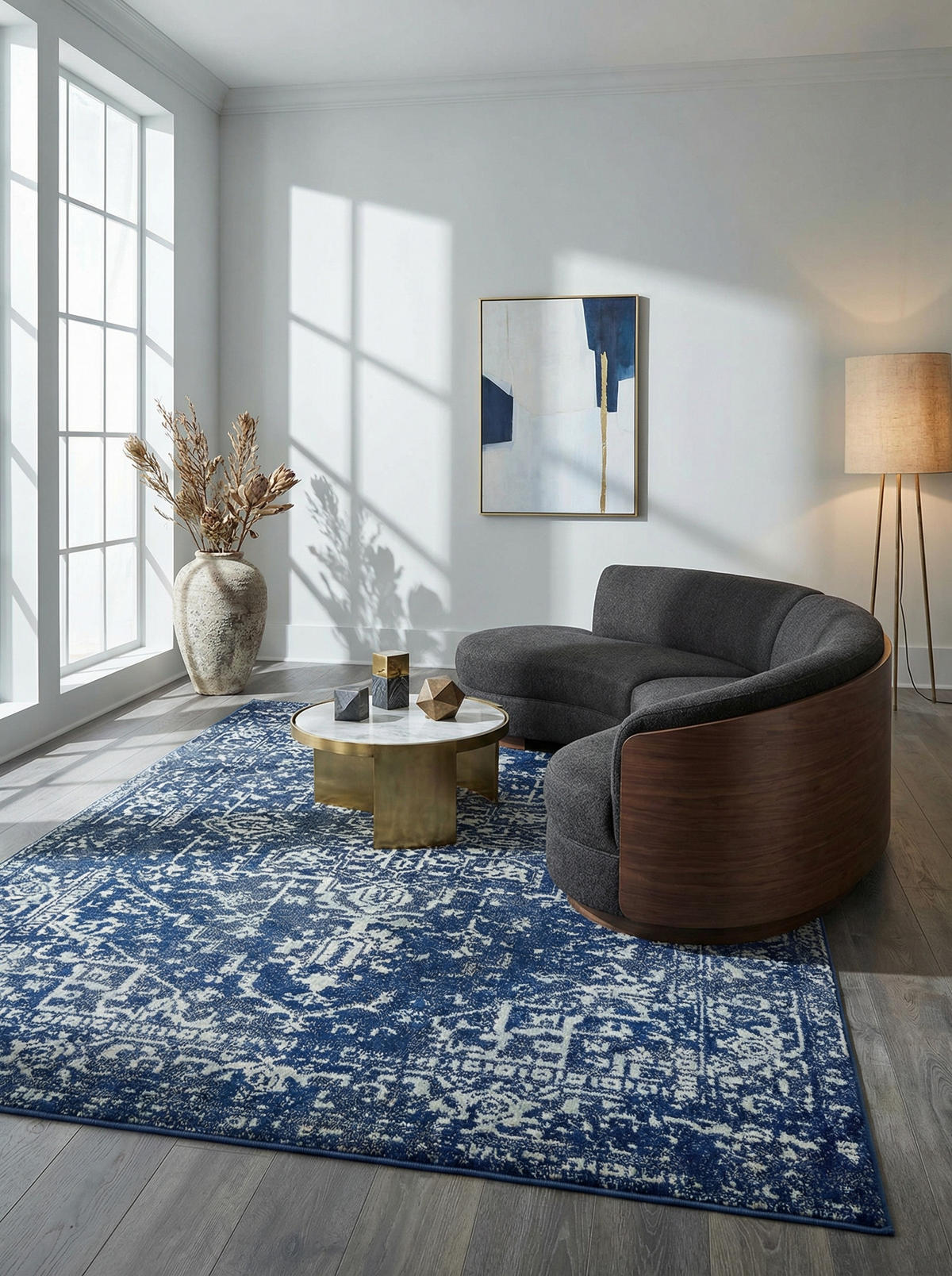 TEPPICH Kunstfaser kurzflor vintage orientalisch LODI-Lambro, Dunkelblau 200x290 cm - Blau, Textil (200/290cm) - KADIMA DESIGN