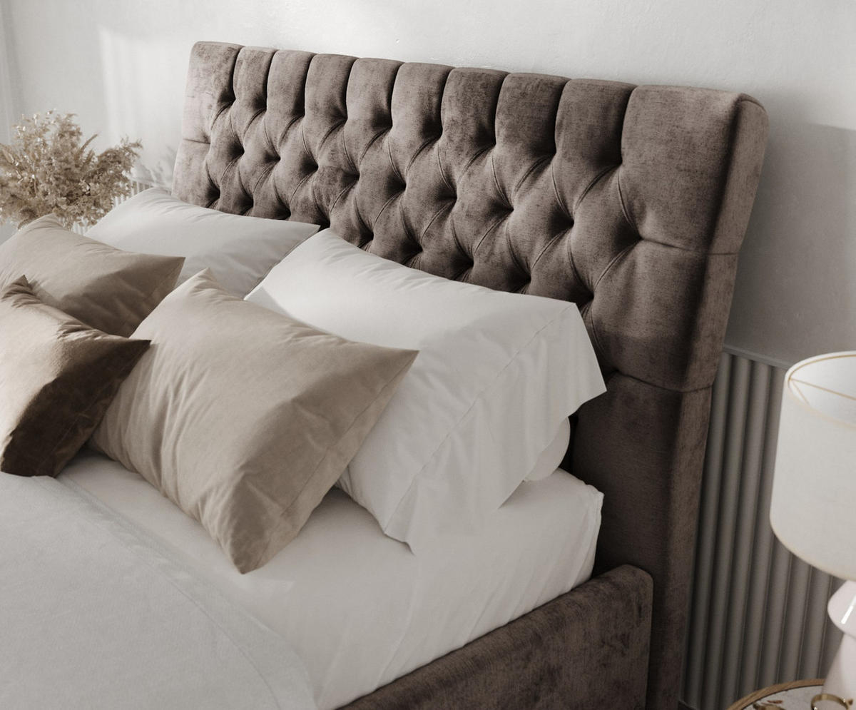 POLSTERBETT Lira 180/200 cm Braun im Lotta Stoff - Naturfarben/Braun, Holz/Holzwerkstoff (180/200cm) - AltaBeds