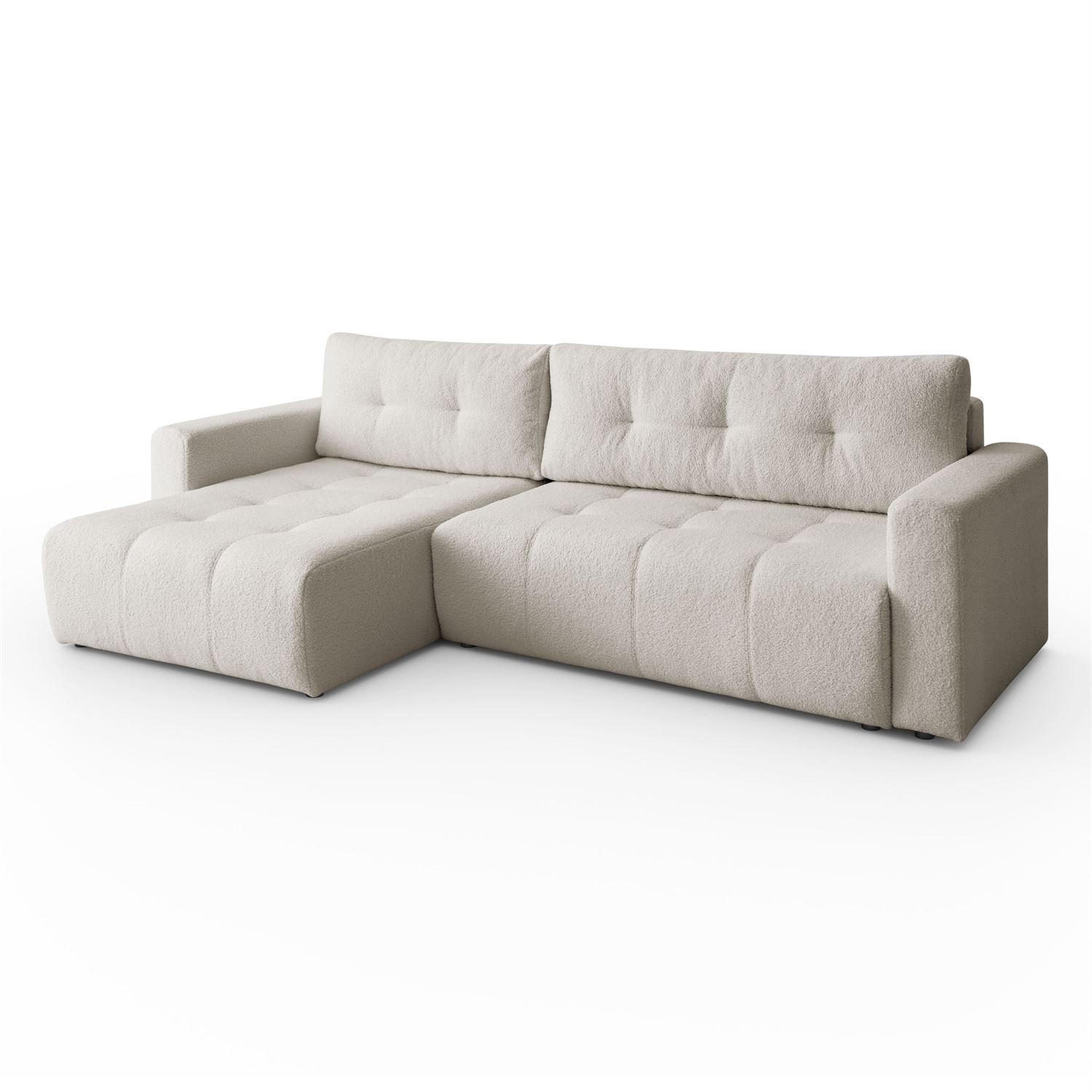 ECKSOFA VIENNA Stil Bettkasten und Funktionalität Bouclé Ecru Links - Ecru, Holz (143/261cm) - Kaiser Möbel