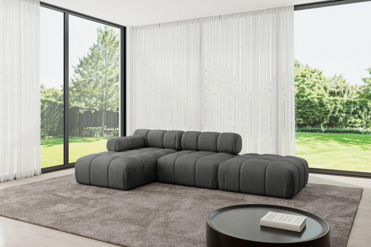 ECKSOFA modulares Sofa Lizur-L1 - 285x160x70 cm Dunkelgrau Velours - Dunkelgrau, Holzwerkstoff/Textil (285/160cm) - ALTDECOR
