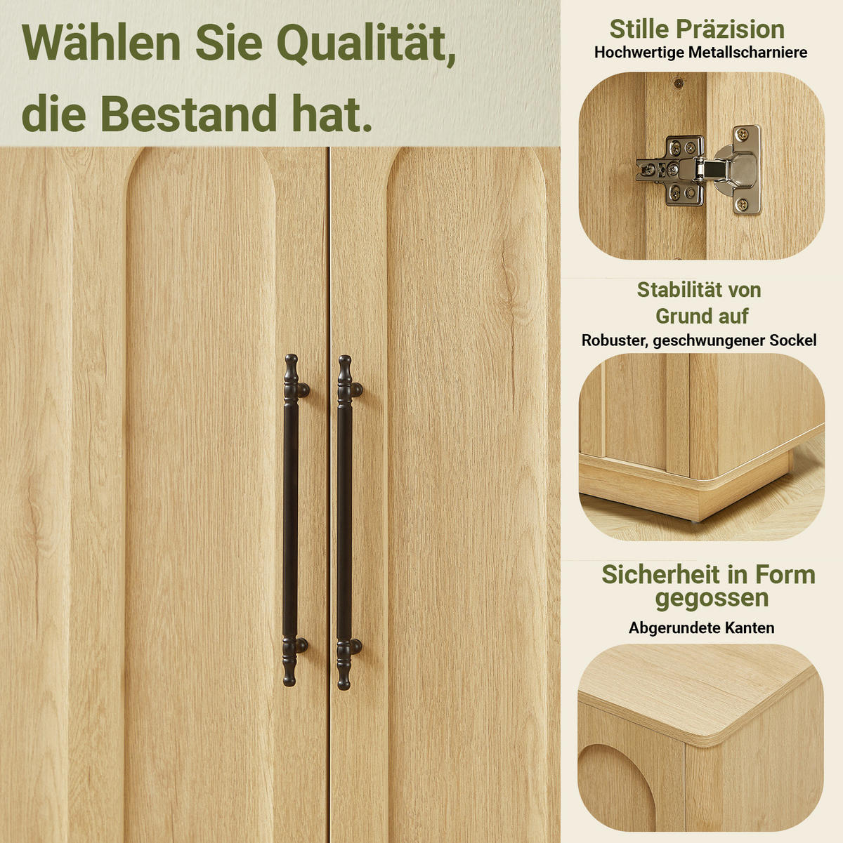 SIDEBOARD 160/40/80 cm mit 4 Türen in Eiche-Optik & Soft-Close - Eichefarben, Holzwerkstoff (160/80/40cm) - BEAOK