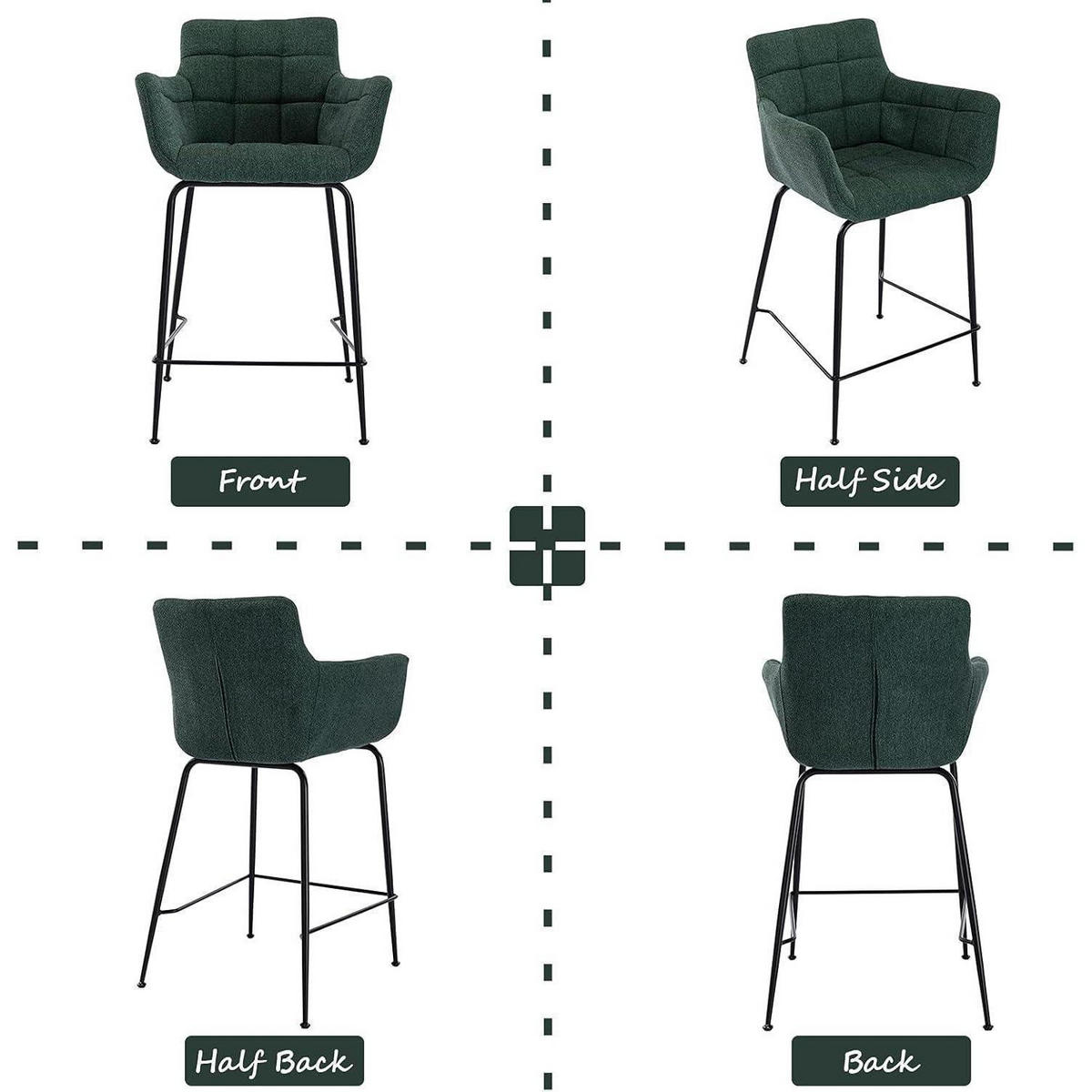BARHOCKER 4er Set Grün Frottee mit Metallfüßen - Grün, Textil (50/93.5/55cm)