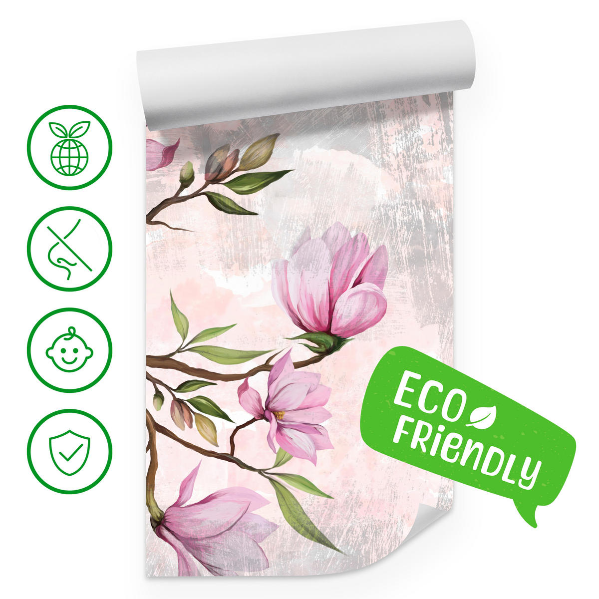 FOTOTAPETE für Schlafzimmer Rosa Magnolienblüten Botanisch 250x175 - Beige/Violett, Papier (250/175cm) - Muralo