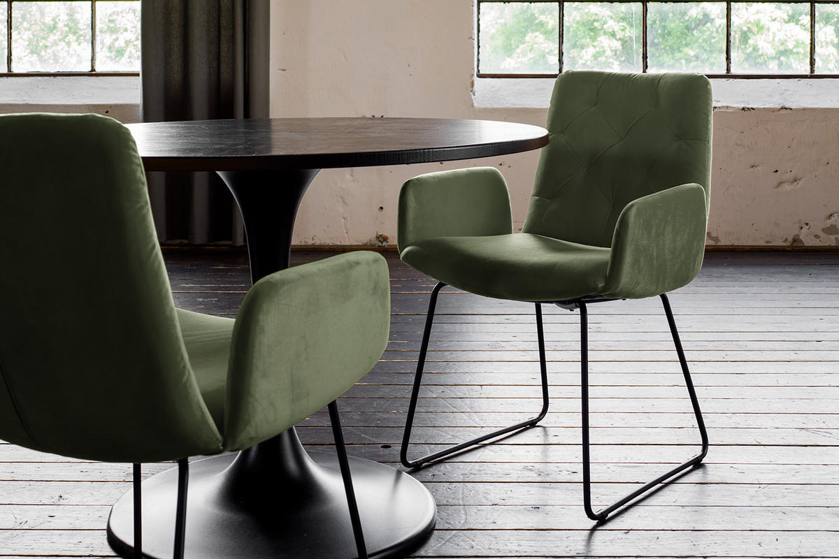 ESSZIMMERSTUHL NEW CHARME Grün Velvet (1er-Set) - Olivgrün/Grün, Textil (59/87/66cm) - KAWOLA