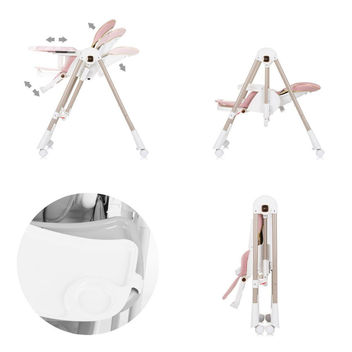 HOCHSTUHL 2 in 1 Milk Shake rosa verstellbar, Babyschaukel, Räder - Rosa, Metall (53/100/86cm) - Chipolino