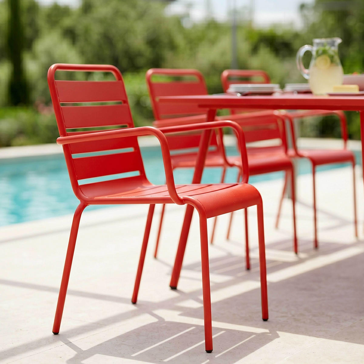 GARTENSET 9-tlg., Rot - Rot, Metall - Oviala