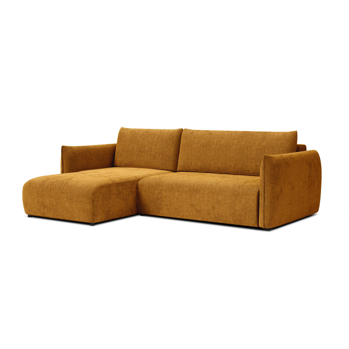 ECKSOFA TAUER 3-Sitzer rechts, safran - Gelb/Schwarz, Holz/Textil (248/173cm) - Courtois Laville