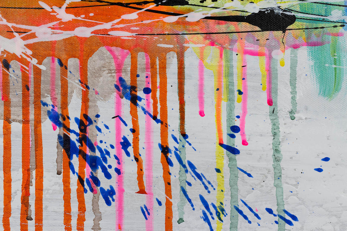 ACRYLBILD HANDGEMALT 120/60 cm - Blau/Gelb, Holz/Textil (120/60cm) - KUNSTLOFT