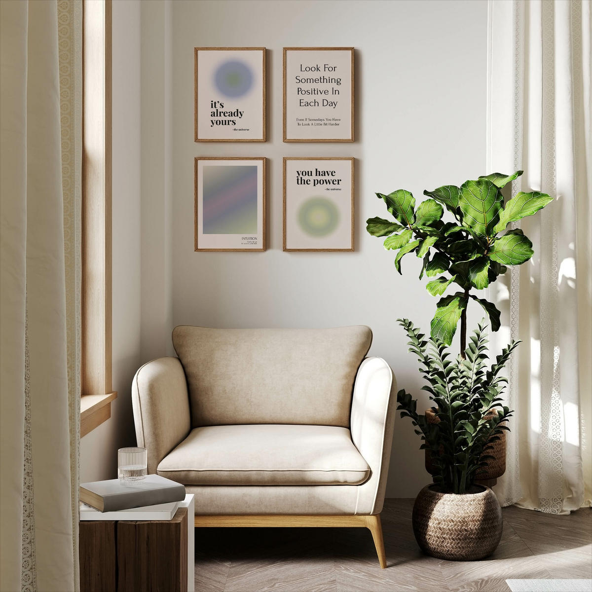 PLAKÁT Sada Aura Afirmace Pozitivní Citáty 4x A3 30x42 cm - různobarevná, papír (30/42/42cm) - Muralo