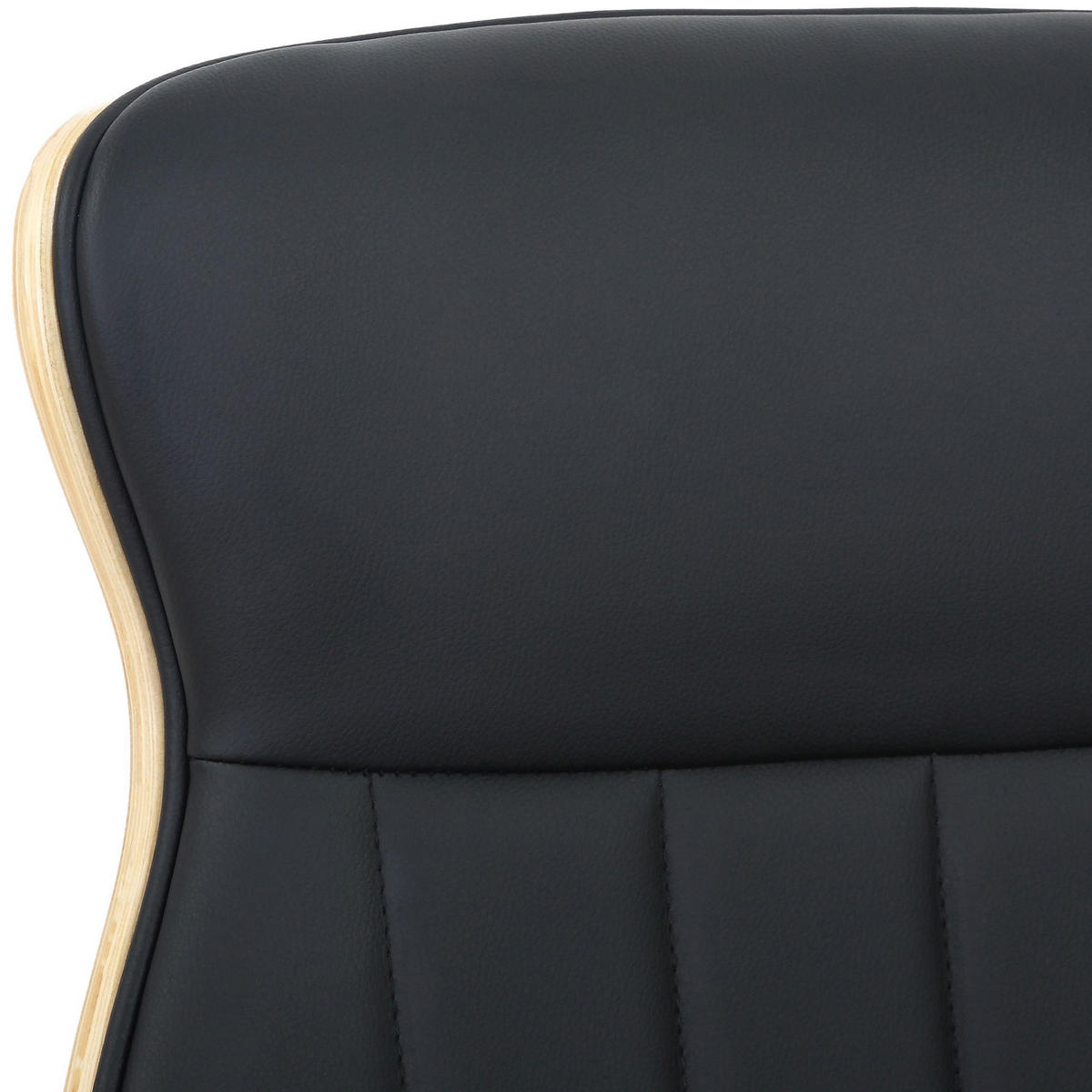 DREHSTUHL Lederlook Natura/Schwarz - Chromfarben/Eukalyptusholzfarben, Textil/Metall (63/100/68cm) - CLP