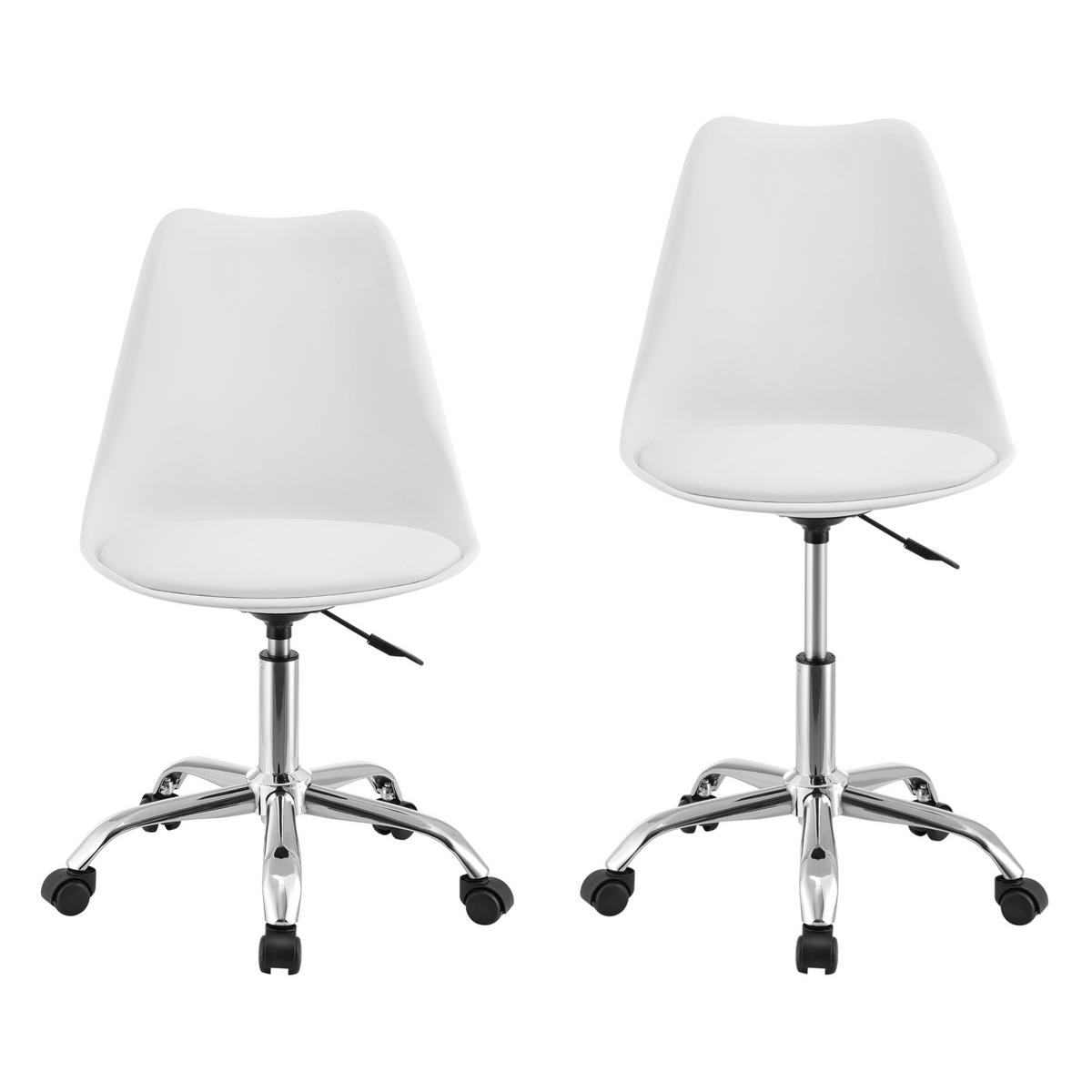DREHSTUHL Atherton - Chromfarben/Weiß, Kunststoff/Textil (48/93/55cm) - [en.casa]