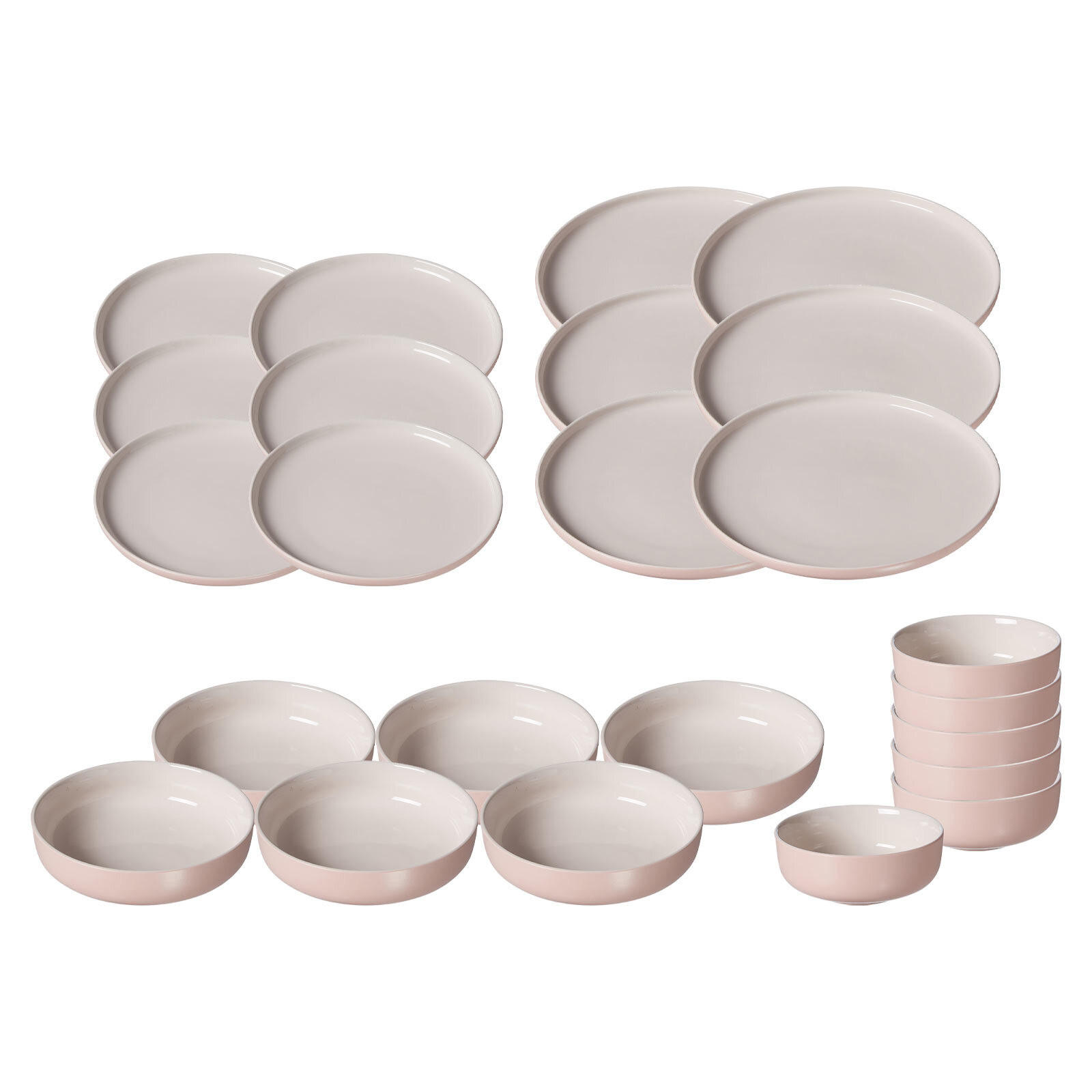 TELLER UND SCHALENSET Jasper rosa 24er Set - Robinienfarben, Keramik (1/1/1cm) - Ritzenhoff Breker