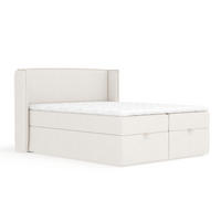 BOXBETT Passion Creme 140/200 cm mit Matratze und Topper - Creme/Schwarz, Holz/Holzwerkstoff (140/200cm) - Maison de Reve